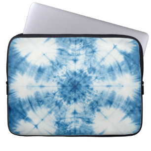 Capa Para Notebook Padrão de Tinta Amarrada Shibori Azul Índigo