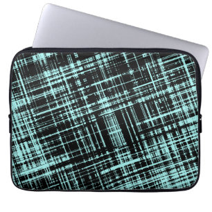 Capa Para Notebook Padrão de tiragem de Abstrato preto e turquesa