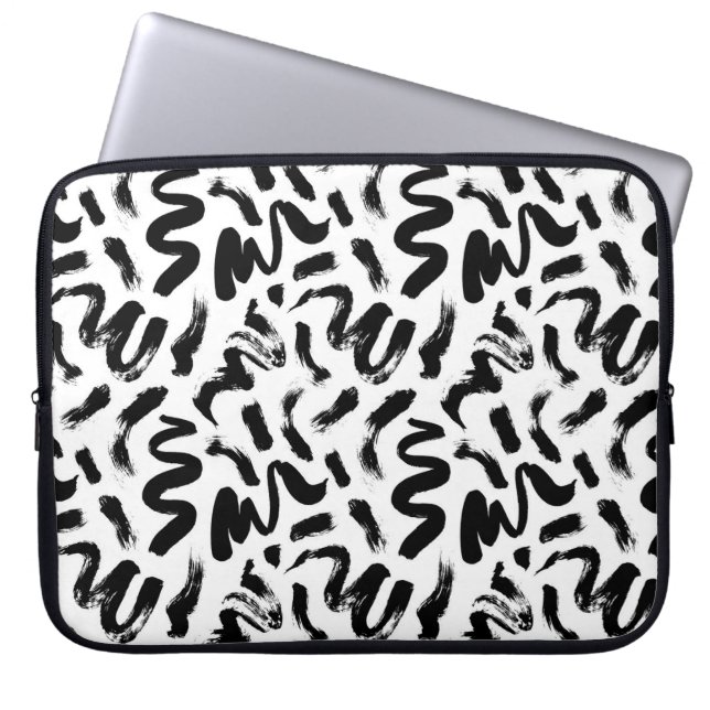 Capa Para Notebook Padrão de Traço do Pincel de Tinta Preta (Frente)