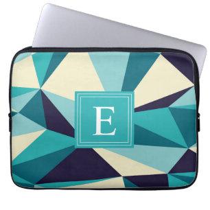 Capa Para Notebook Padrão de triângulo do monograma do Marinho teal