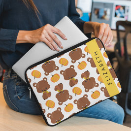 Capa Para Notebook Padrão De Ursos, Ursos Bonitos, Abóbora, Seu Nome