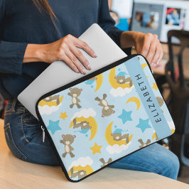 Capa Para Notebook Padrão De Ursos, Ursos De Teddy, Estrelas, Seu Nom