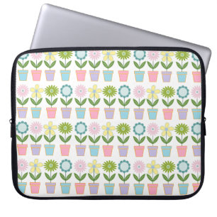 Capa Para Notebook Padrão de vasos de flores pastéis fofos