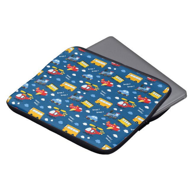 Capa Para Notebook Padrão de Veículos de Desenho Animado Fofo (Frente Topo)