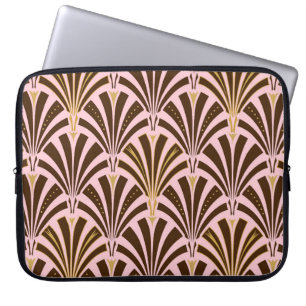 Capa Para Notebook Padrão de ventoinha Art Deco - chocolate a rosa