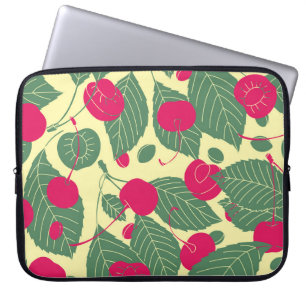 Capa Para Notebook Padrão de verão de cor brilhante com cerejas. Illu