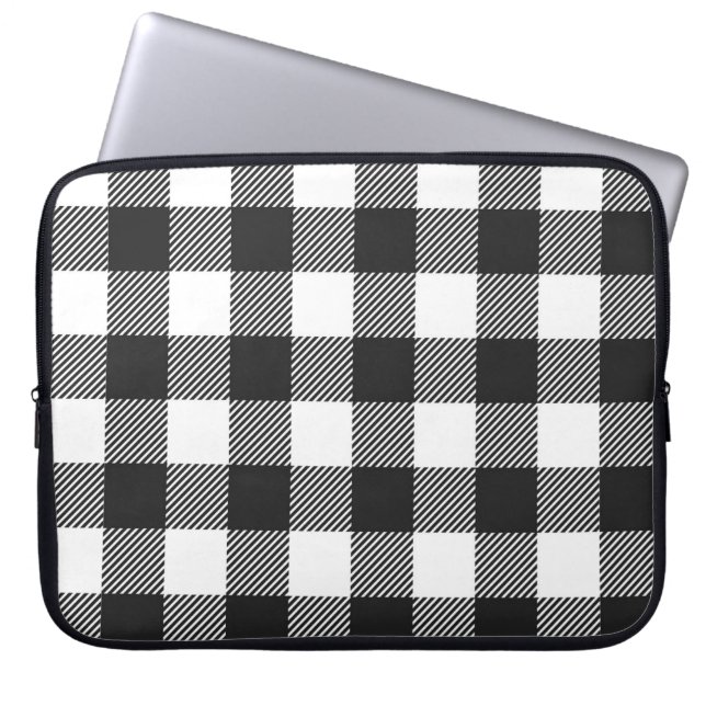 Capa Para Notebook Padrão de Verificação de Buffalo de Xadrez Negra (Frente)