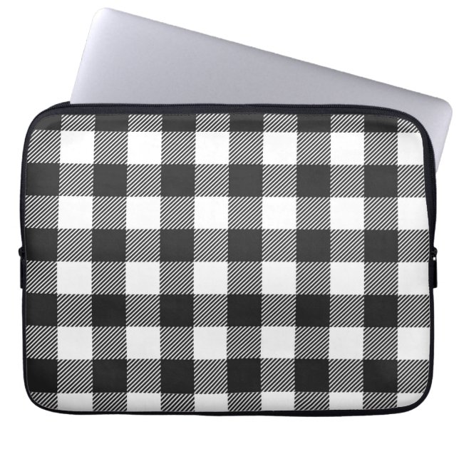 Capa Para Notebook Padrão de Verificação de Buffalo de Xadrez Negra (Frente)