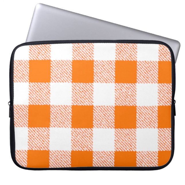 Capa Para Notebook Padrão de Verificação de Gingham Laranja (Frente)