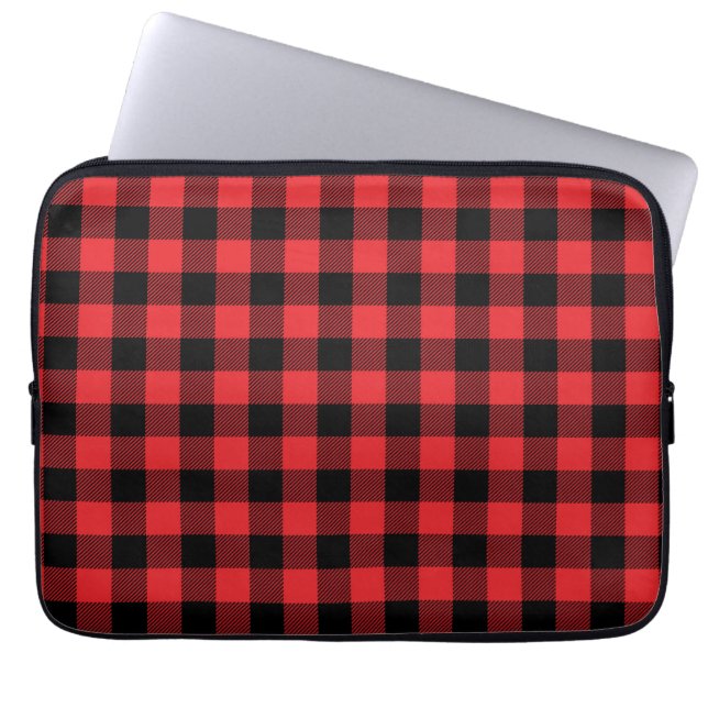 Capa Para Notebook Padrão de Verificação do Flannel Buffalo Vermelho (Frente)