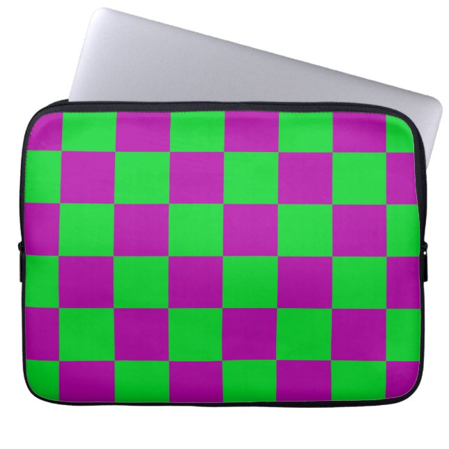 Capa Para Notebook Padrão de Verificação Verde Roxo (Frente)