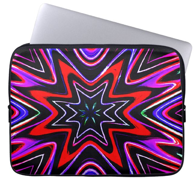 Capa Para Notebook Padrão de Vibrações Neon Coloridas (Frente)