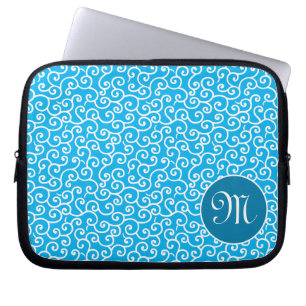 Capa Para Notebook Padrão de videira espiral botânica Karakusa azul