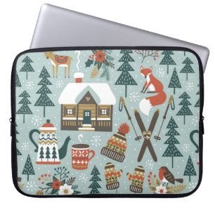 Capa Para Notebook Padrão de vintagem sem costura desenhado à mão com