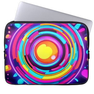 Capa Para Notebook Padrão de Vórtex Neon Circle