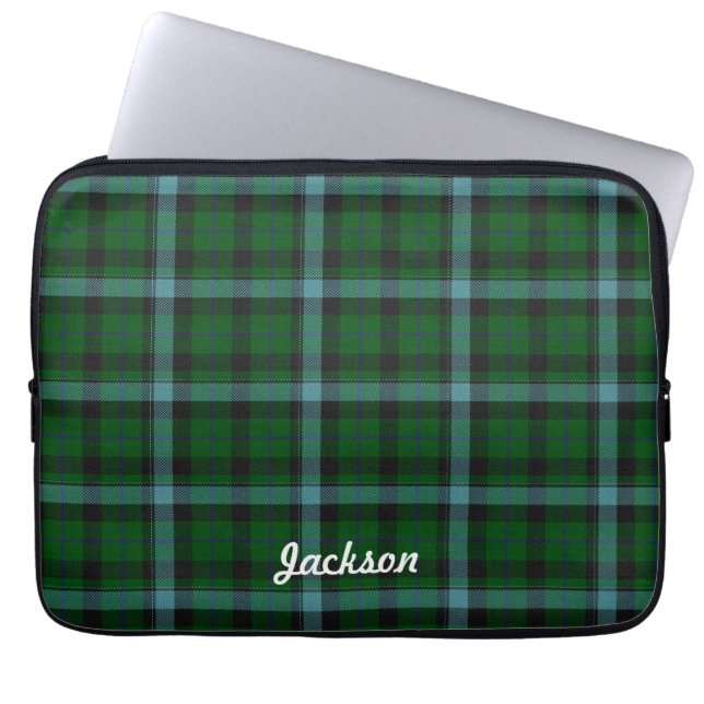 Capa Para Notebook Padrão de Xadrez do Tartan Verde e Blues (Frente)