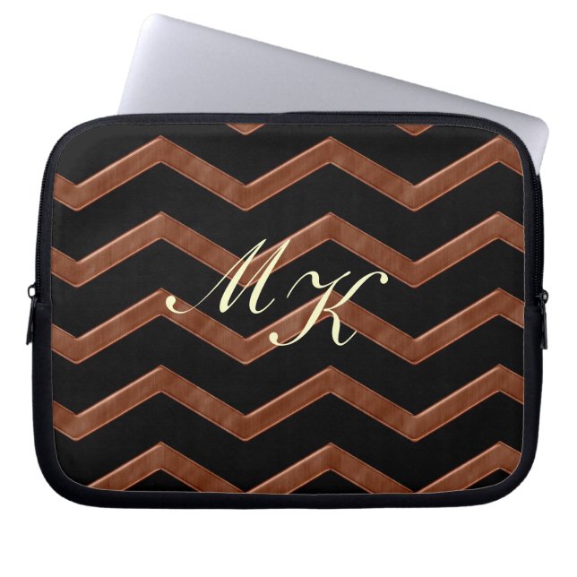 Capa Para Notebook Padrão de Zig de Bronze Metálico (Frente)
