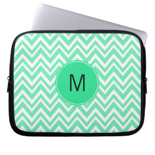 Capa Para Notebook Padrão de Ziggag Verde de Seafoam Monogramado
