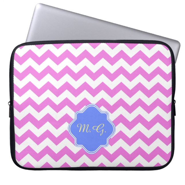 Capa Para Notebook Padrão de Zigzag Chevron Rosa (Frente)