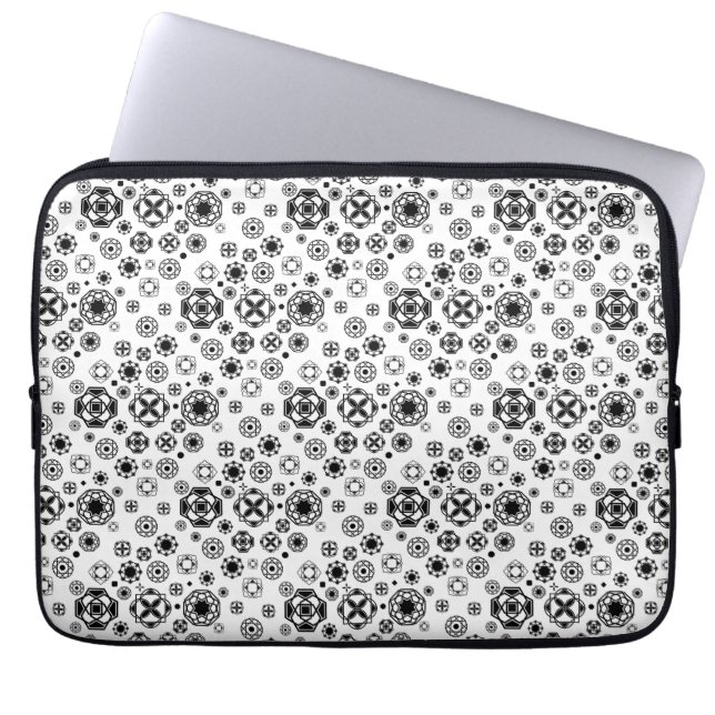 Capa Para Notebook Padrão decorativo arabesco preto e branco fofo (Frente)