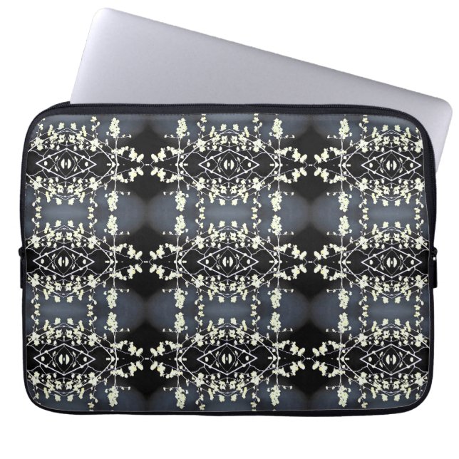 Capa Para Notebook Padrão decorativo preto e branco (Frente)