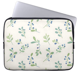 Capa Para Notebook Padrão Delicado de Mirtilo e Eucalipto