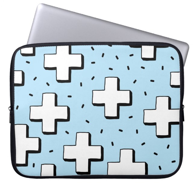 Capa Para Notebook Padrão desenhado à mão com sinais de mais. (Frente)