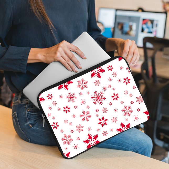 Capa Para Notebook Padrão do Floco de Neve, Flocos de Neve Vermelhos, (Criador carregado)