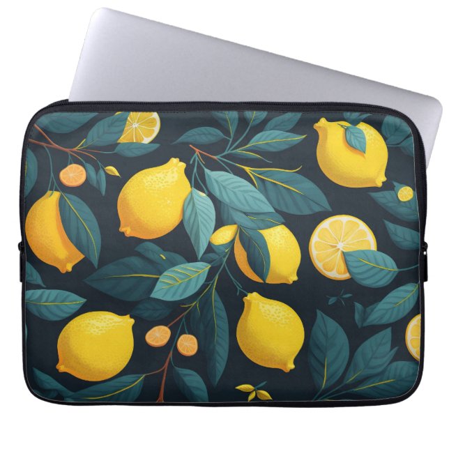 Capa Para Notebook Padrão do jardim de limão. Fruta tropical amarela (Frente)