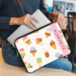 Capa Para Notebook Padrão do sorvete, Cone do Sorvete, Seu Nome<br><div class="desc">Um padrão bonito,  divertido e adorável com sorvetes e borrachas. Presente moderno e moderno,  perfeito para o amante do sorvete em sua vida. Personalize adicionando o seu nome,  apelido,  monograma ou iniciais.</div>