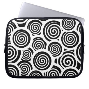 Capa Para Notebook Padrão do vetor espiral preto e branco