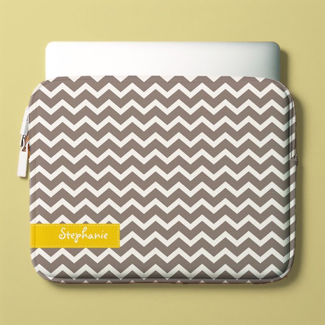 Capa Para Notebook Padrão do Zig Zag Chevrons da cinza (Criador carregado)