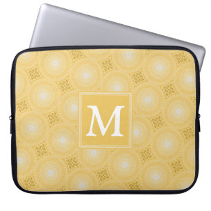 Capa Para Notebook Padrão dos círculos amarelos do Monograma