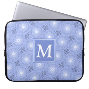 Capa Para Notebook Padrão dos círculos azuis do Monograma