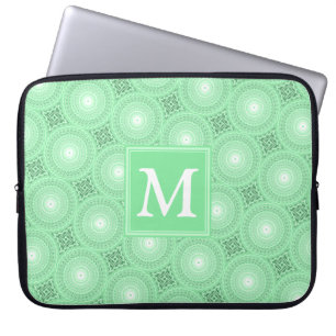 Capa Para Notebook Padrão dos círculos verdes primavera do monogram