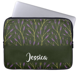 Capa Para Notebook Padrão dos ramos florais roxos e castanhos