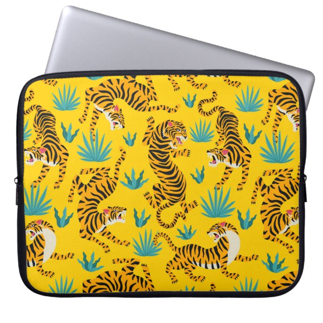 Capa Para Notebook Padrão Dourado de Tigre Asiático (Frente)