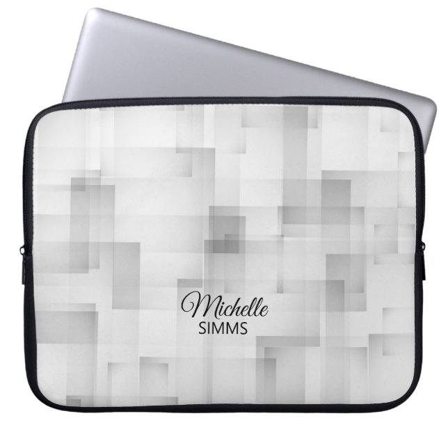 Capa Para Notebook Padrão e personalização do quadrado branco-cinza (Frente)