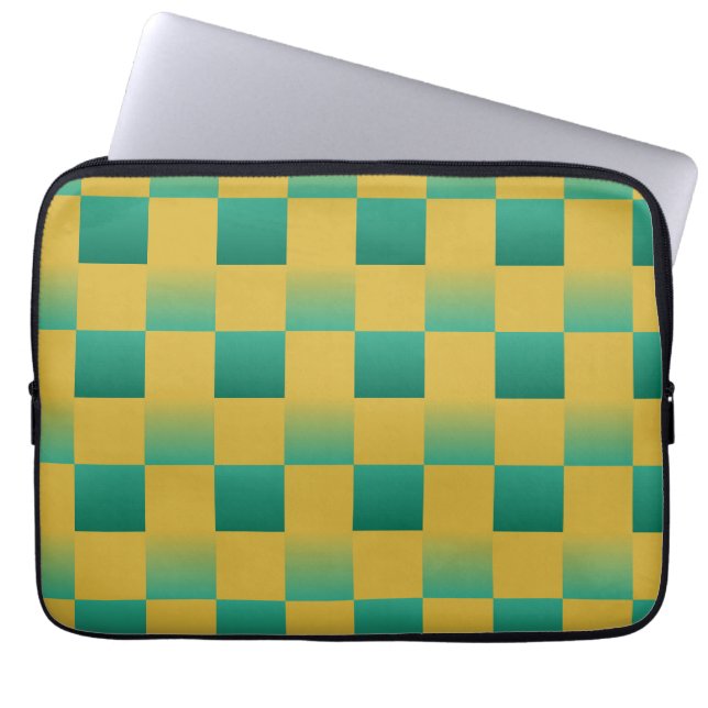 Capa Para Notebook Padrão elegante em verde e ouro (Frente)