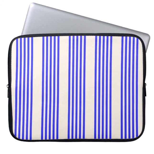 Capa Para Notebook Padrão elétrico azul e bege cinco faixas (Frente)