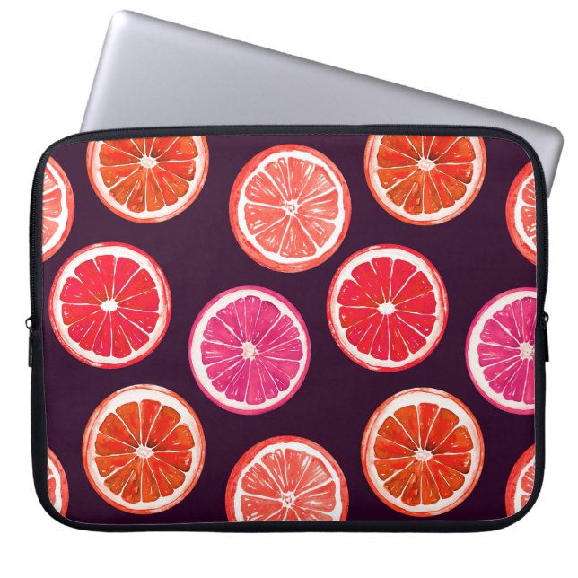 Capa Para Notebook Padrão Escuro De Citros Pintados À Mão (Frente)