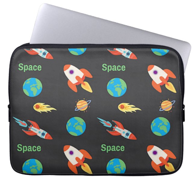 Capa Para Notebook Padrão espacial em preto (Frente)