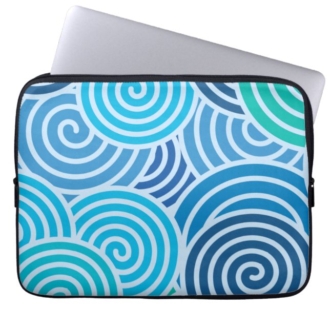 Capa Para Notebook Padrão Espiral Azul Moderno (Frente)