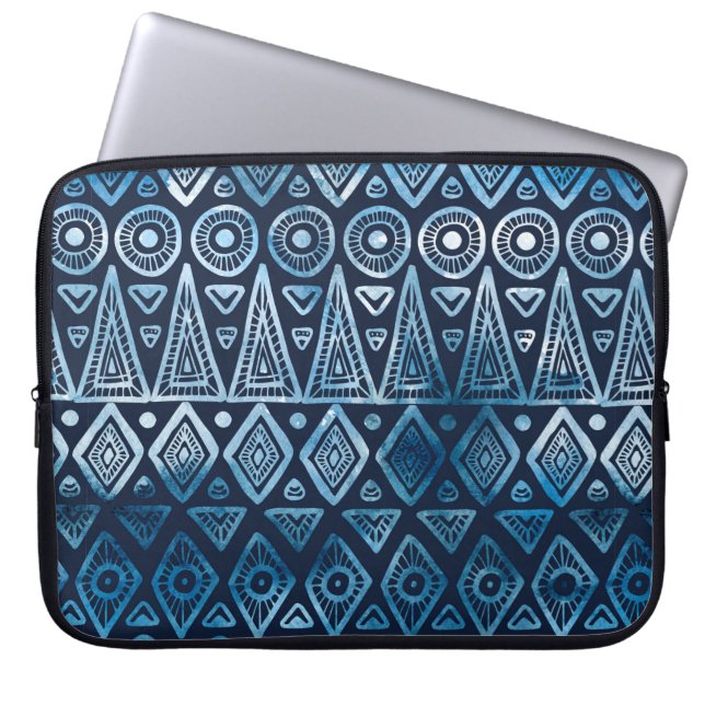 Capa Para Notebook Padrão étnico azul clássico sem costura (Frente)