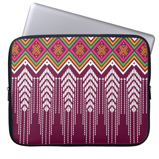 Capa Para Notebook Padrão Étnico Geométrico Tradicional (Frente)