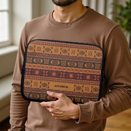 Capa Para Notebook Padrão Étnico Tribal Boho de Terracota Tradicional