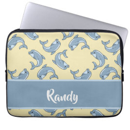 Capa Para Notebook Padrão feliz de bonecas azuis