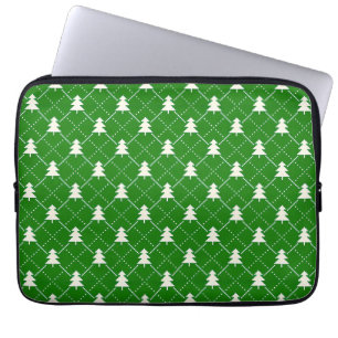 Capa Para Notebook Padrão Festivo de Árvore de Natal Verde