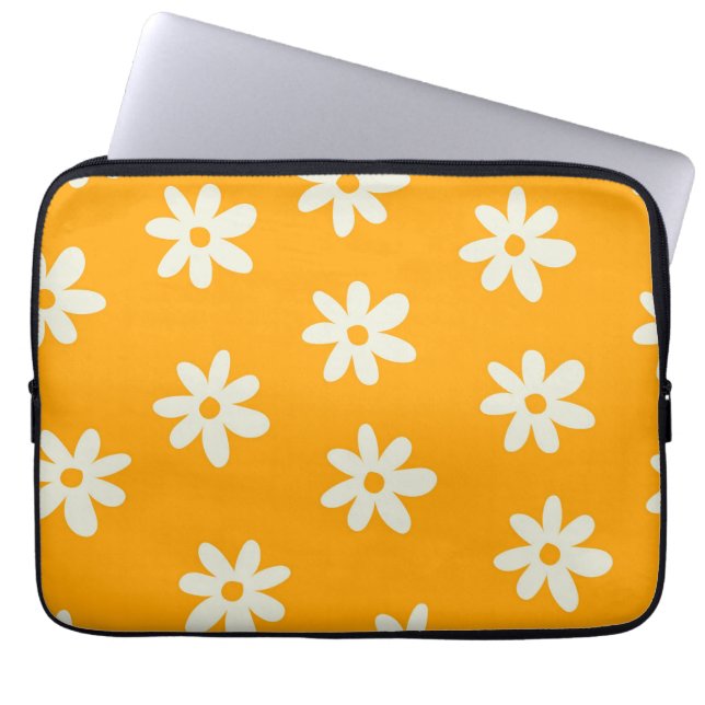 Capa Para Notebook Padrão Flor Simples Floral Branco Retroativo (Frente)