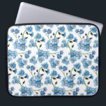 Capa Para Notebook Padrão floral azul de aquarela. Flores cegas<br><div class="desc">Bolsa de laptop de padrão floral azul de aquarela.</div>